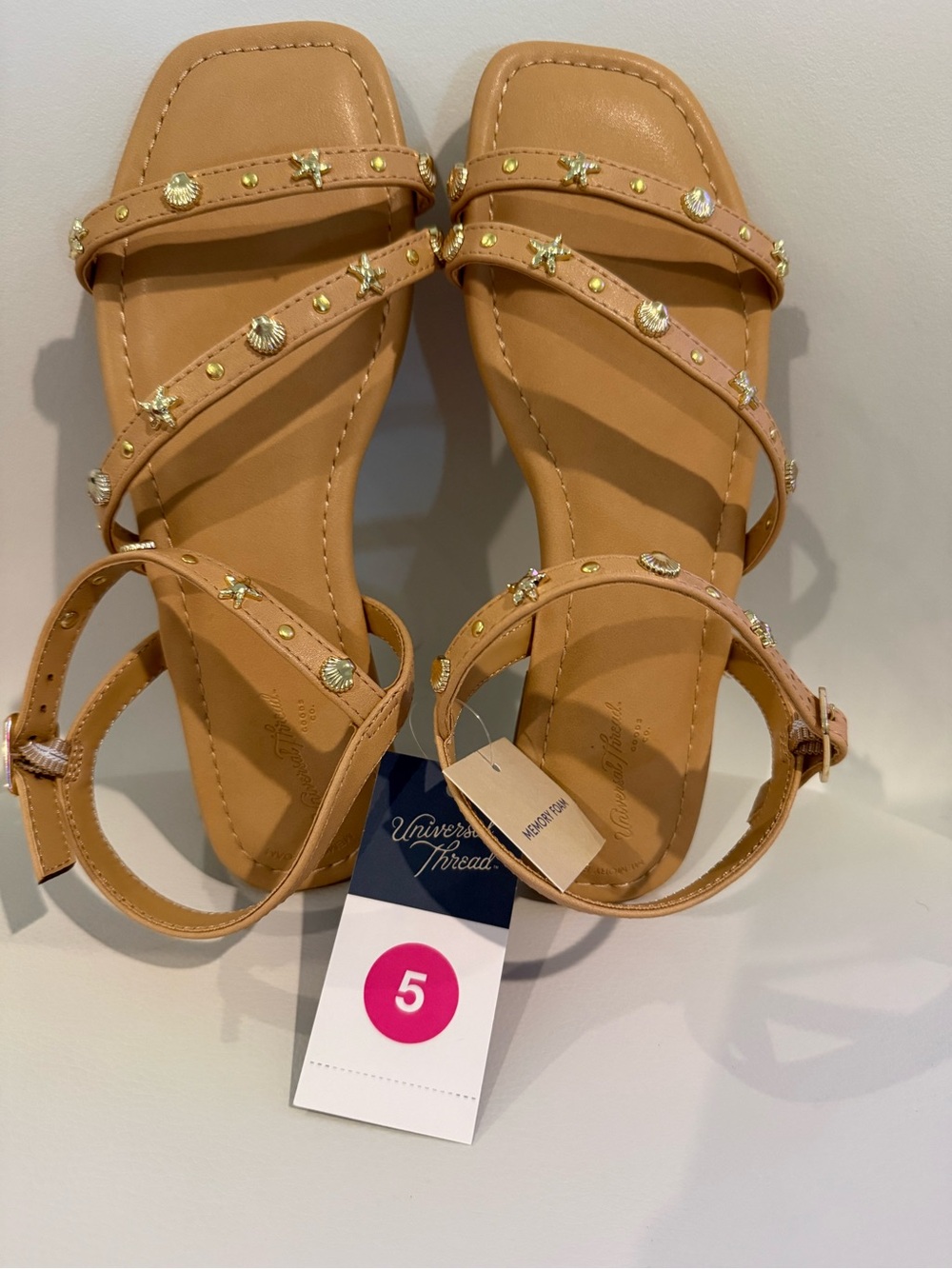 🎃Universal Thread Tan Embellished Strappy Sandals - Tan